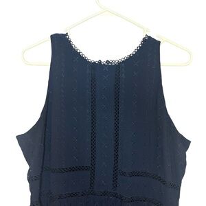 LOFT Navy Eyelet Embroidered Sleeveless Dress Size 12